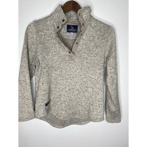 Simply Southern Womens Sweater S Tan Pullover 1/4 Snap Neck Sweatshirt